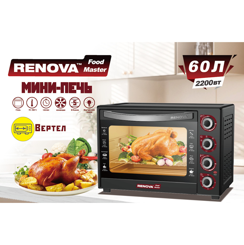Мини-печь RENOVA MO-60GFRLTB1 — фотография 2