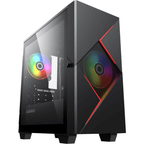 Корпус GameMax Cyclops BR без БП Midi Tower, ATX, Черно-красн.,1*USB2.0 + 1*USB3.0, 2*120мм