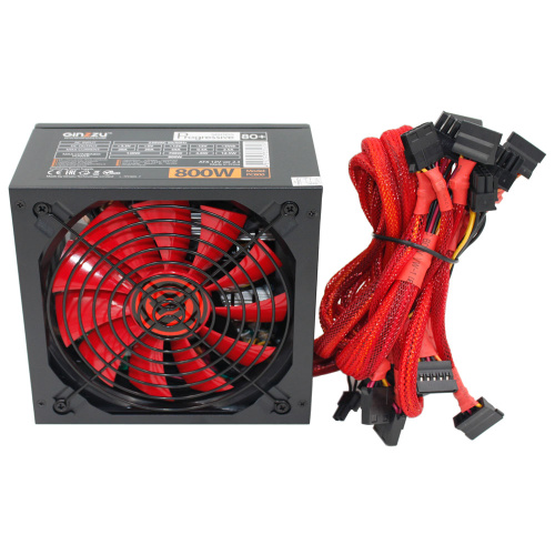 Блок питания Ginzzu PC800 14CM Red