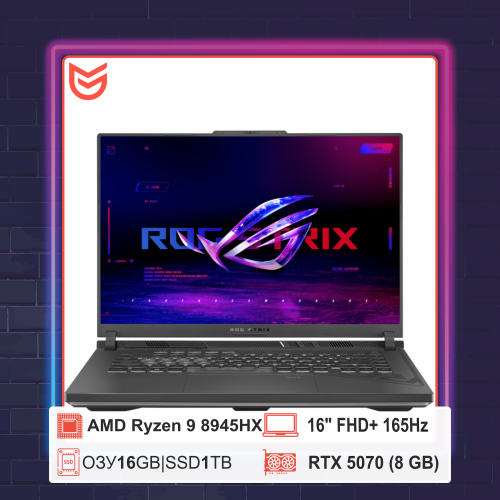 ASUS ROG Strix G16 / Ryzen 9 8940HX / RTX 5070 8GB / 16GB DDR5 / 1TB NVMe / FHD+ 165Hz
