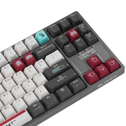 Клавиатура проводная + беспроводная A4Tech Bloody WS87 Pixels Red Клавиатура проводная + беспроводная A4Tech Bloody WS87 Pixels Red — Подсветка и детали исполнения