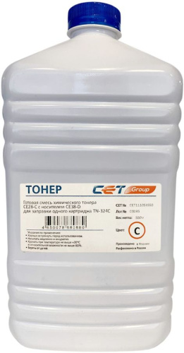 Тонер Cet CE28-C/CE28-D CET111053550 голубой бутылка 550гр. (в компл.:девелопер) для принтера Konica Minolta Bizhub C258/308/368