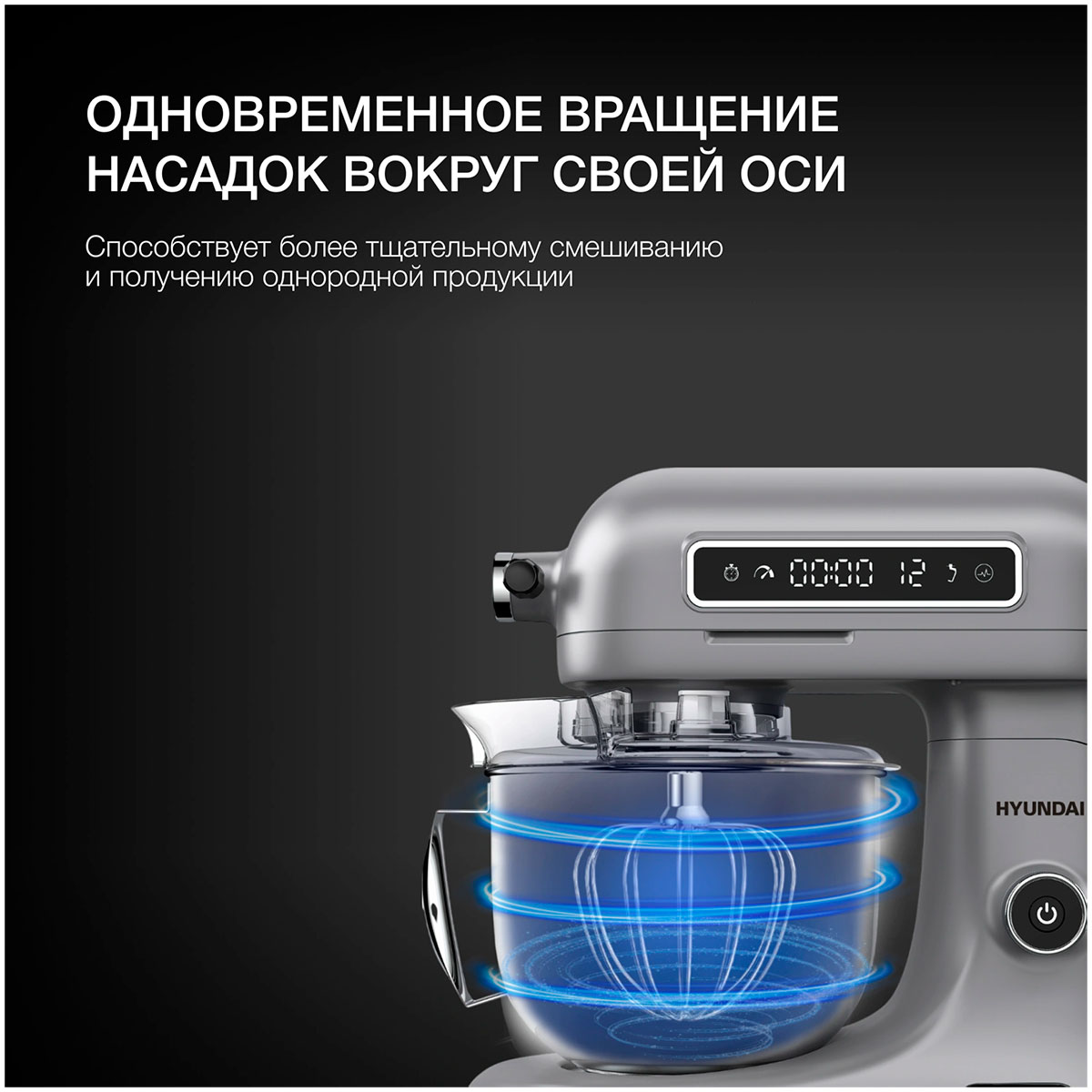 Миксер планетарный Hyundai HYM-S8551 серебристый — фотография 5