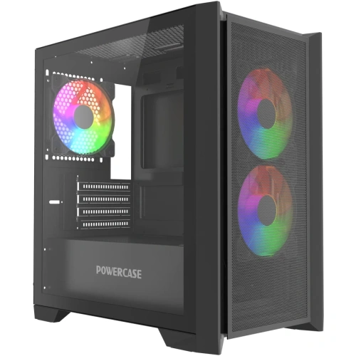 Корпус Powercase Alisio Micro Z3B ARGB V2 (CAMZB-A3-V2), Tempered Glass, 3x 120mm ARGB fan, чёрный, mATX