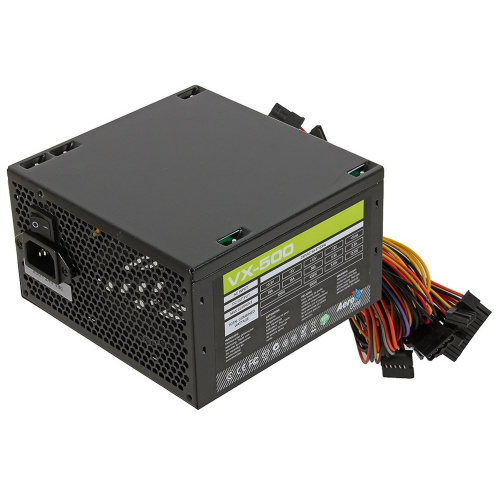 Блок питания Aerocool VX Plus 500, 500W,ATX v2.3 Haswell, fan 12cm, 500mm cable, power cord, 20+4P, 4+4P, PCIe 6+2P x1, PATA x3, Sata x3, FDD