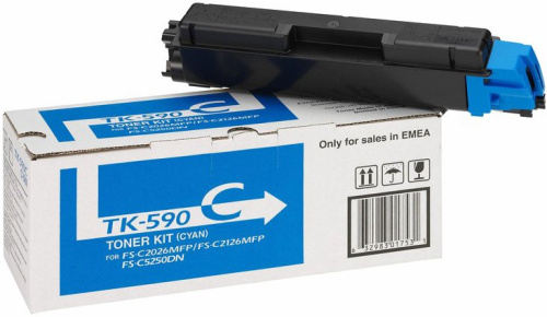 Тонер-картридж Kyocera 1T02KVCNL0 TK-590C 5 000 стр. Cyan для FS-C2026MFP/C2126MFP/C2526MFP/C2626MFP/C5250DN, P6026CDN/P6526CDN