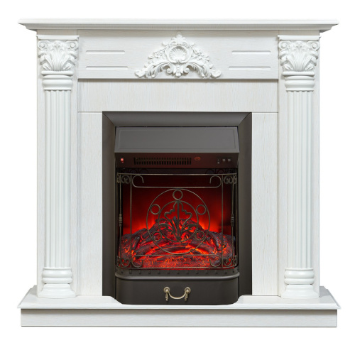 Электрокамин RealFlame Stefania WT белое золото с очагом Majestic Lux Black
