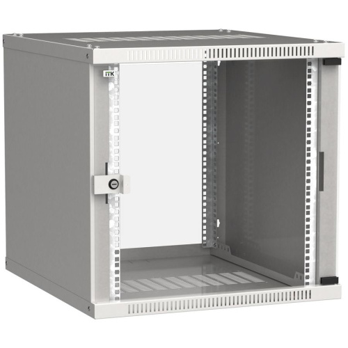 Шкаф коммутационный ITK Linea WE (LWE3-09U66-GF) настенный 9U 600x600мм пер.дв.стекл серый