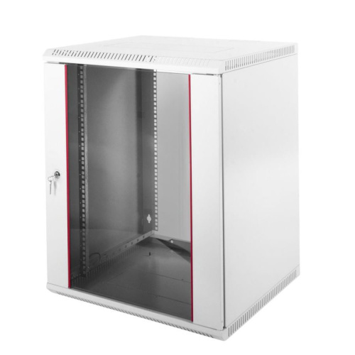 Шкаф коммутационный ЦМО ШРН-Э-12.500 серый 12U 600x520мм пер.дв.стекл несъемн.бок.пан.