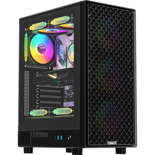 Корпус Formula V Line Mana Dynamic Black AR, ATX, Type-C*1, USB3.0*2, Front 3x120mm ARGB, Rear 1x120mm ARGB