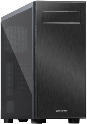 Корпус CHIEFTEC HAWK AL-02B-TG-OP без БП, боковая панель из закаленного стекла, черный, ATX