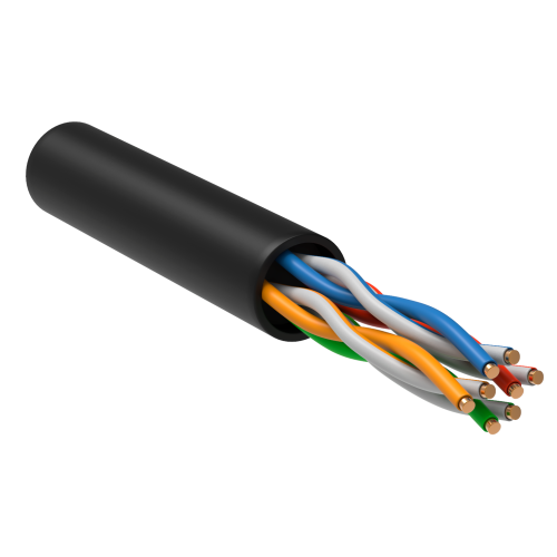 Кабель информационный ITK LC3-C5E04-139 U/UTP кат.5E 4х2х24AWG solid LDPE черный (305м)