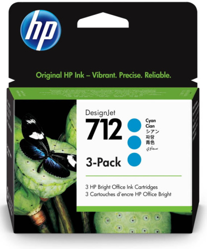 Картридж струйный HP 712 3ED77A голубой x3упак. (29мл) для HP DJ Т230/630