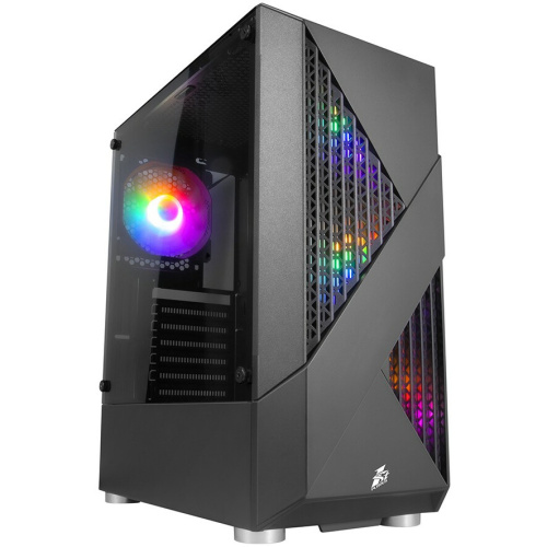 Корпус 1STPLAYER FIREROSE F3-A Black F3-A-BK-4F1, ATX, TG, 4x120mm LED fans inc.
