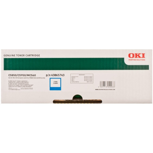 Тонер-картридж Oki C5850/5950/MC560 голубой 6K (43 865 743)
