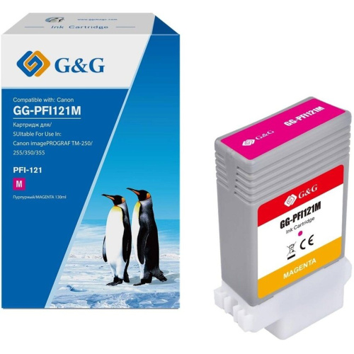 Картридж струйный G&G GG-PFI121M пурпурный (130мл) для Canon imagePrograf TM-250/255/350/355