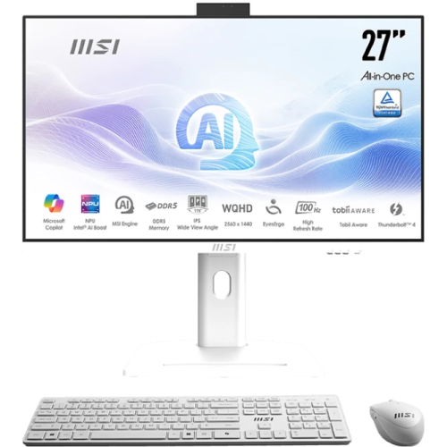 Моноблок MSI Modern AM273QP AI 1UM-095XRU (9S6-AF0112-294) 27" WQHD Core Ultra 7 155H (1.4) 16Gb SSD1Tb Graphics CR без ОС клавиатура мышь Cam