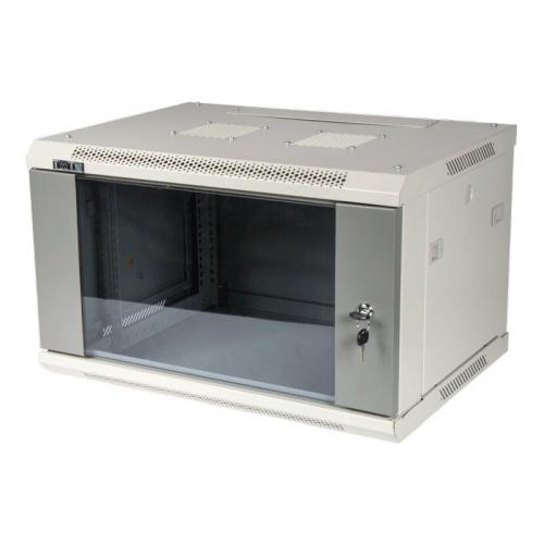 Шкаф коммутационный Lanmaster TWT-CBWPG-9U-6X6-GY серый 9U 600x600мм пер.дв.стекл 60кг