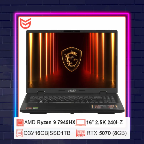 MSI Crosshair 16 HX 2.5K 240Hz / Ryzen 9 7945HX / RTX 5070 8GB / 16GB DDR5 / 1TB NVMe