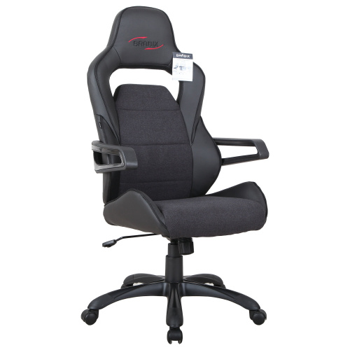 Кресло игровое BRABIX Nitro GM-001 на колесиках, эко.кожа/ткань, черный/черный