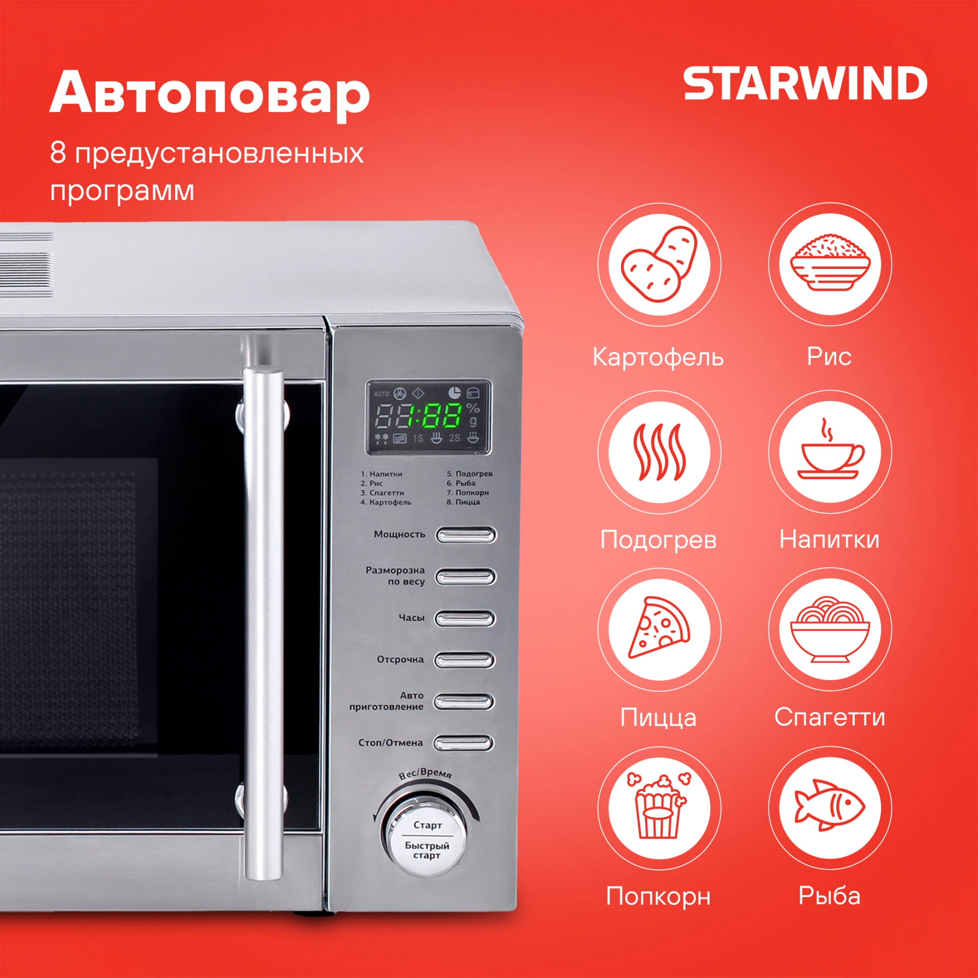 Микроволновая печь Starwind SMW5320 серый/серебристый — фотография 5