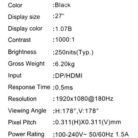 27" Монитор MSI MAG 275F черный