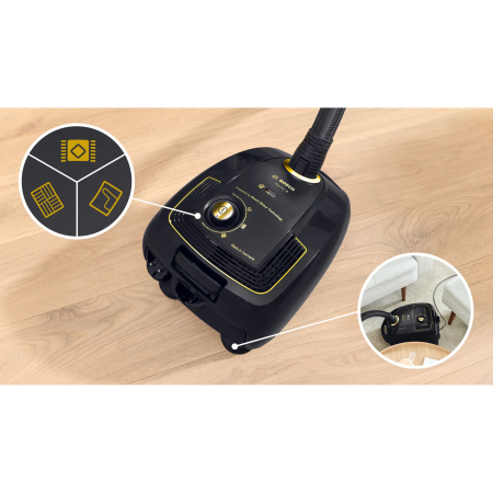 Пылесос Bosch BGL38GOLD черный/золотистый