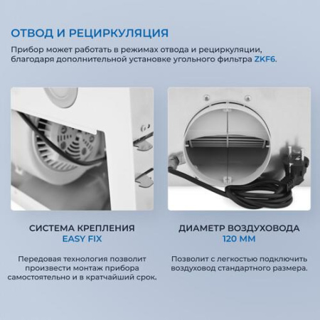 Вытяжка полновстраиваемая ZUGEL ZHI521W белый