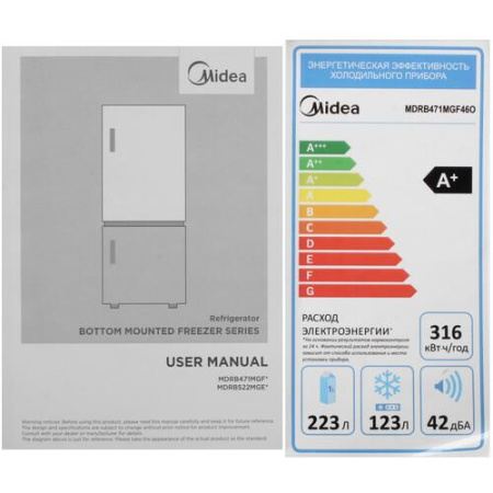 Холодильник с морозильником   Midea MDRB471MGF46O серебристый