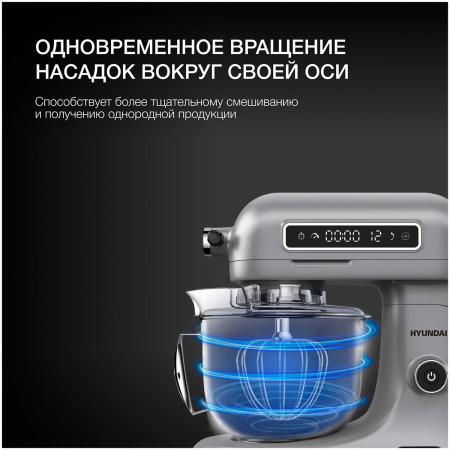 Миксер планетарный Hyundai HYM-S8551 серебристый