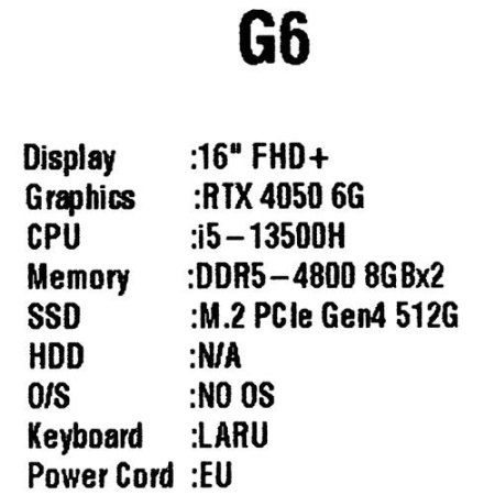 16" Ноутбук GIGABYTE G6 MF черный