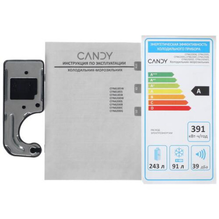 Холодильник с морозильником   Candy CFN6200B черный