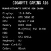 16" Ноутбук GIGABYTE GAMING A16 черный